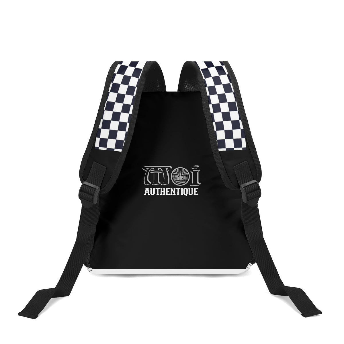 Rear view of a backpack with logo