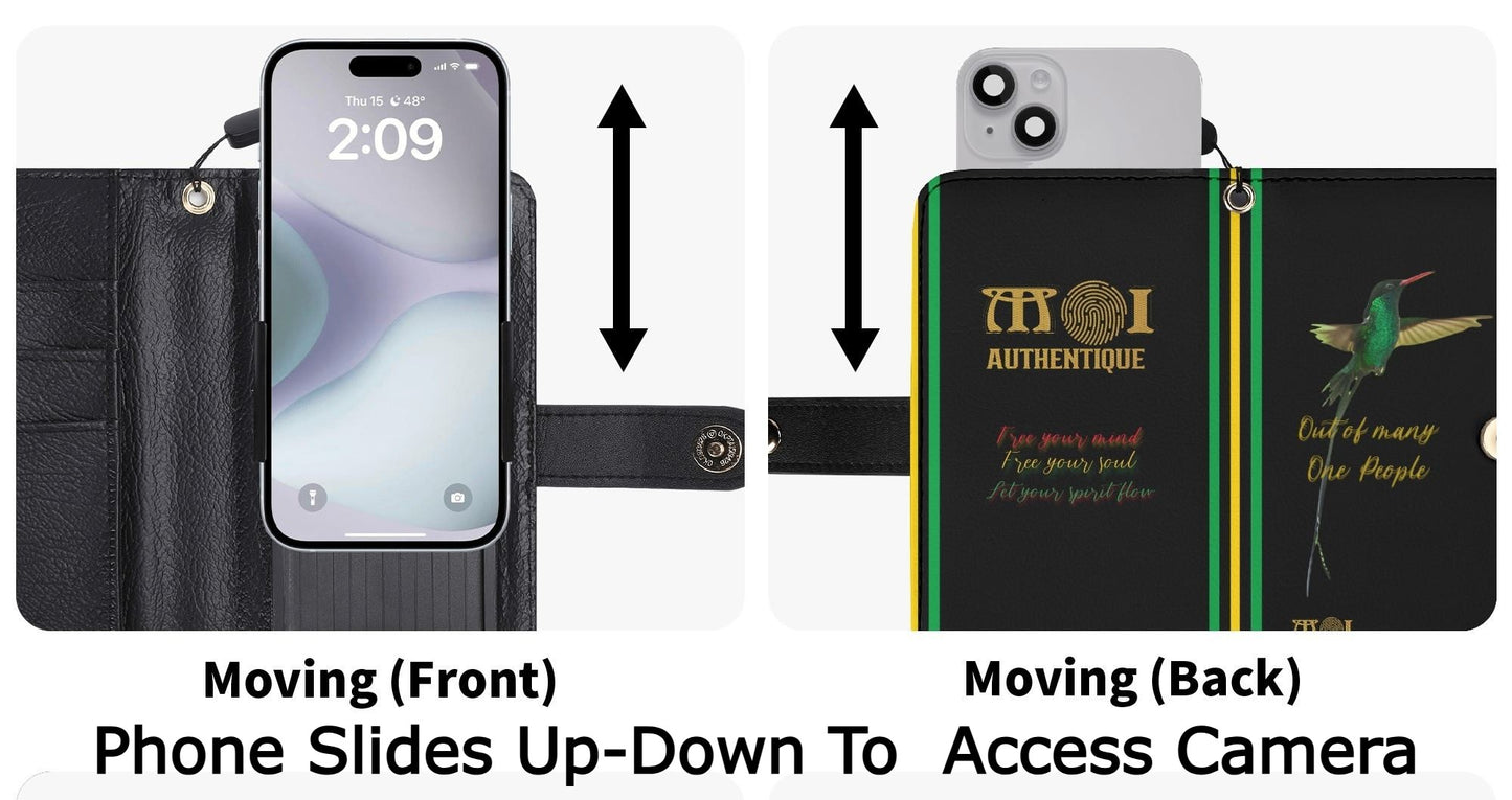 Picture of the outside and inside of a black phone case