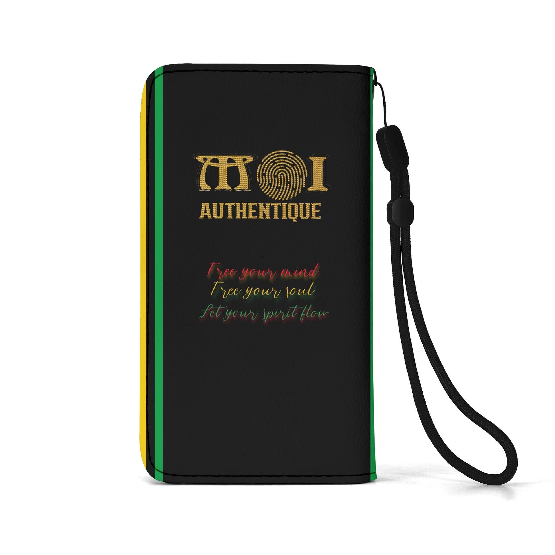Black phone case with Moi Authentique logo