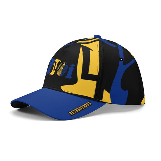 Colourful cap with abstract design on a white background